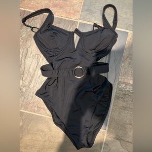 Bar III Black One Piece Swimsuit with Belt
